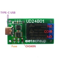 Modul Relai USB TYPE-C DC 5V 12V PC UART Port Serial RS232(TTL) Papan Sakelar untuk Arduiuo MEGA