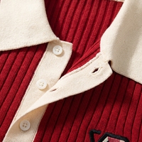Pulls en tricot personnalisés à col polo à manches courtes avec bordure contrastée douce pour femmes, style preppy, nouvelle collection printemps