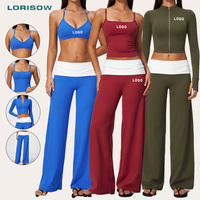 Ensemble de yoga colorblock LORISOW pour femme : soutien-gorge de sport et pantalon large extensible – Tenue de sport d'extérieur pour les détaillants de mode de boutique