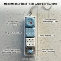 Porte-clés Fidget Toy Mignon à 4 touches mécaniques, avec touches PBT personnalisables à motifs étoiles et points amusants, étanche, léger, anti-stress