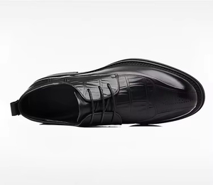 Zapatos Oxford de cuero genuino de alta gama, estilo británico, formales, con cordones, para hombre, con punta en pico, hechos a mano, antideslizantes, para novio. - Product Image 5