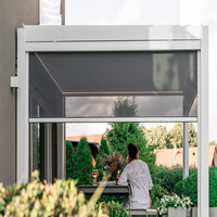Stores occultants motorisés solaires à rail intégré pour extérieur avec rails latéraux étanches, tissu de qualité commerciale, installation facile en DIY