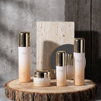 Ensemble d'emballages cosmétiques cylindriques écologiques recyclables OEM/ODM, flacon en verre rose givré vide avec logo personnalisé