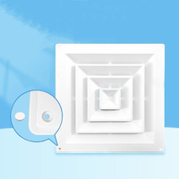 Diffuseur carré ABS, sortie d'échappement, port de ventilation 350*350 + tuyau de raccordement 100, système de ventilation