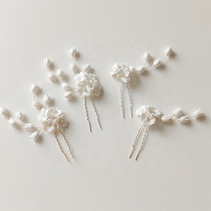 Ensemble d'épingles à <span class=keywords><strong>cheveux</strong></span> en céramique faites à la main pour femmes, accessoires <span class=keywords><strong>de</strong></span> coiffure pour <span class=keywords><strong>mariage</strong></span>, printemps, été - Product Image 3