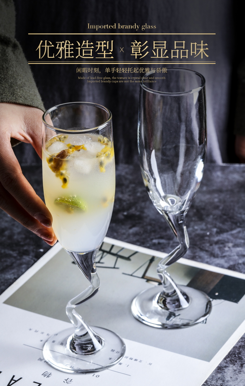180ml 6oz champagne glass z shape goblet sparkling wine wedding decorated gift luxury high stemware Flute type party glassware