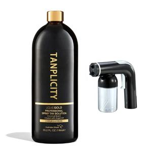 Solution de <span class=keywords><strong>bronzage</strong></span> <span class=keywords><strong>express</strong></span> en spray foncé 1 heure, solution de <span class=keywords><strong>bronzage</strong></span> sans soleil légère, professionnelle, éclat bronzé foncé pour tous les types de peau - Product Image 1