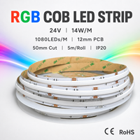 Bande LED COB RGB 24V, bande lumineuse COB RGB 1080 LED/m, bande LED RGB sans points pour éclairage linéaire intérieur