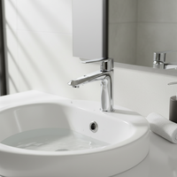 Robinet mélangeur de lavabo polyvalent pour toutes les salles de bain, finition chromée de qualité supérieure, montage sur plan, eau froide et chaude
