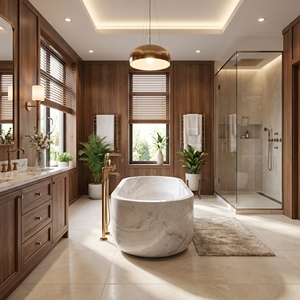 อ่างอาบน้ำรูปวงรีสั่งทำพิเศษสุดหรูหราทันสมัย สีขาวลายเกล็ดหิมะแบบสแตทูอเรีย สำหรับแช่ตัวในห้องน้ำ วิลล่า โรงแรม บ้านพักอาศัย - Product Image 4