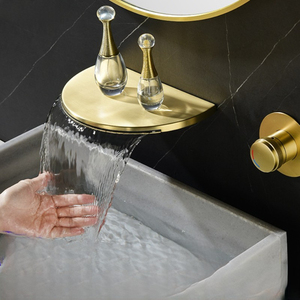 Robinet de lavabo moderne à une poignée <span class=keywords><strong>Mitigeur</strong></span> mural encastré en cuivre et laiton avec cascade pour baignoire - Product Image 2