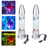 Lampe à bulles en forme de fusée de 50 cm, silencieuse, à LED RGB à changement de couleur automatique, pour décoration intérieure, colonne d'eau, en plastique