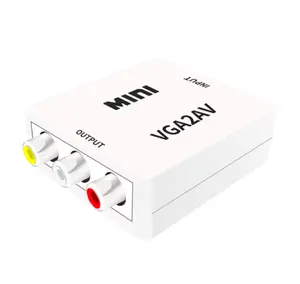 Mini boîtier blanc VGA2AV vga vers rca convertisseur de média audio et vidéo VGA vers AV adaptateur AV vers VGA pour vieux téléviseur