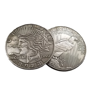 Reproducción de la Moneda <span class=keywords><strong>Liberty</strong></span> Lady with Snakes de 1923, Chapada en Plata, Níquel Hobo, Arte Abstracto, Medusa con Serpientes, Regalo de Latón - Product Image 5