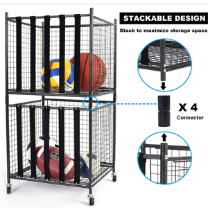 Chariot roulant en métal avec cadre robuste et solide, 4 roues à blocage, lot de 2, rangement et organisation - Product Image 4