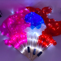 Éventail en soie LED chinois de 1,5 mètre pour la danse du ventre, éventail lumineux coloré pour femmes, fournitures de danse pour le Nouvel An