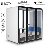 UNIBOOTH - Cabine de bureau insonorisée haut de gamme et écologique, 33 dB, ignifuge ISO 23351, montage rapide, pour bureau ouvert, bibliothèque, personnalisable