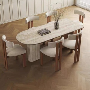 Tavolo da <span class=keywords><strong>Cucina</strong></span> in Legno Massello Stile Retrò Francese, Tavolo Creativo Vintage Semi-Ovale per Piccoli Appartamenti - Product Image 4