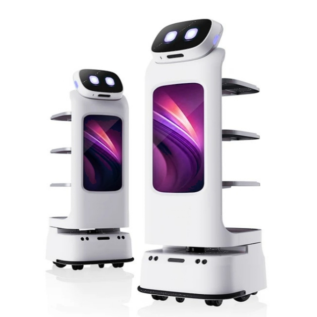 2026 Restaurant Food Delivery Robot Automatic Navigation Hotel Coffee Intelligent Delivery Food Robot with Advertising Screen