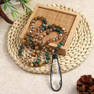 Collar de cuentas de cristal largo de jaspe para mujer, Gema Natural, amazonita, turquesa africana - Product Image 4