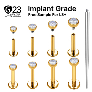 <span class=keywords><strong>Orecchini</strong></span> Labret JiaXin in Titanio ASTM F136 16G 18G 20G con Filettatura Interna e Zircone Incastonato per <span class=keywords><strong>Trago</strong></span> ed Elicoidali - Product Image 1