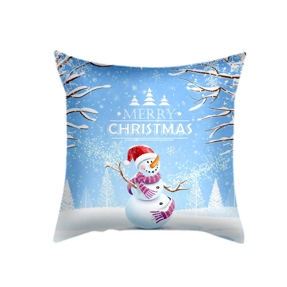 Santa Claus Christmas House Magpie Linen Pillow Cover Sofa Cushion Cover Home Decoration can be customized for you 40x40 50x50