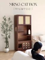 Meubles pour chats de luxe au design élégant, armoire en bois multifonctionnelle avec bac à litière et tiroirs, style minimaliste pour la maison