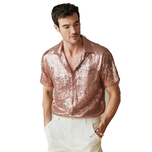 Camisa de Manga Corta con Lentejuelas de Poliéster para Hombre, para Actuaciones en Escenario, de East Costumes - Product Image 3