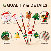 Jouet interactif en peluche pour chat, baguette en bois avec tête de dessin animé et corde à pompon, idéal pour les cadeaux de clients de magasins d'animaux (vente en gros)