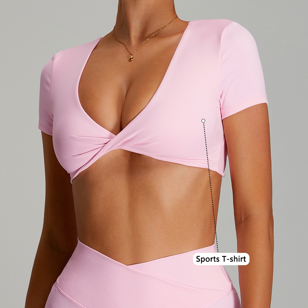 Wholesale Quick Drying Backless Yoga Clothes, Women's Sexy Yoga Short Sleeved Sports T-shirt Tops, Outdoor Running Fitness Tops