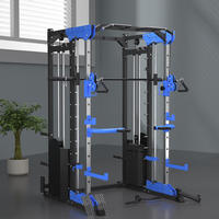 Machine Smith multifonctionnelle pour musculation, rack de squat commercial, cage de musculation, salle de sport à domicile, acier, 320 kg, rouge/bleu, unisexe