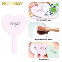Miroir de maquillage portable personnalisé, mini miroir cosmétique de voyage, logo de marque privée, cadeau, forme de cœur mignonne, petit format de poche