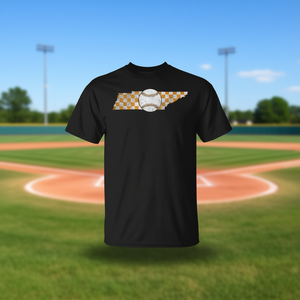 T-shirt da baseball Tennessee Checkerboard con design dello stato, colore nero, taglia adulto - Product Image 3