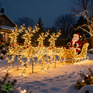 SENZHAO Customizable 3D LED Santa Sleigh & Reindeer <b>Light</b> IP65 Waterproof Iron Structure Christmas Decoration for Public Space - Product Image 5