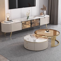Table basse latérale de marbre de salon de meubles modernes de forme ronde de luxe avec des jambes