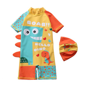Nuevo Traje de Baño de una Pieza para Niños, con Dibujos Animados, Manga Larga, con Gorro, Protección Solar, Conjunto de 2 Piezas para Niños Pequeños - Product Image 2
