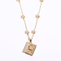 Colgante Romántico Retro en Forma de Libro Abrible con Estrella y Luna, Grabado con Circones y la Frase 'Eres Mi Alma Gemela', Regalo para Enamorados y Amigos