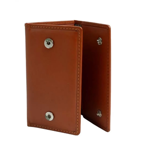 Porte-clés en cuir véritable fait main, porte-clés compact, étui organisateur de clés avec crochets métalliques, poche zippée pour clés de voiture et cartes - Product Image 1