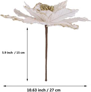 Flor de Navidad Artificial de 22 cm para Decoración, Flor de Pascua Grande con Purpurina para Árbol, Flores de Navidad DIY - Product Image 3