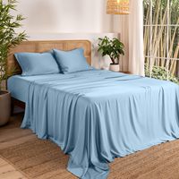 Ensemble de housses de couette (édredon) respirantes en bambou 100 % absorbant l'humidité et ensemble de draps de lit en bambou 100 % naturellement rafraîchissant