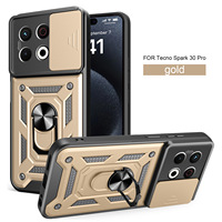 Étui robuste pour téléphone Tecno Spark 50/40/30/pro5G, en PC, anti-chute, avec support circulaire, protection de l'objectif de l'appareil photo coulissant