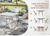 Table pliante de jardin moderne de haute qualité pour 6 personnes, en fer et plastique blanc, légère, empilable et résistante à l'eau, idéale pour les fêtes.