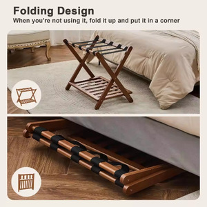 Bamboo <b>Folding</b> Luggage Rack 2 Tier Foldable Portable Multi Purpose Storage Stand For Hotel Guest Room Hospitality Use - Product Image 3