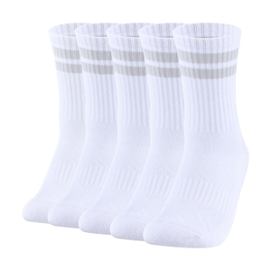 Calcetines Deportivos Blancos para Hombre <span class=keywords><strong>JINGOU</strong></span>, Calcetines de Algodón Transpirables de Secado Rápido, Acolchados, a Rayas, Antiolor, Casuales, para Golf - Product Image 1