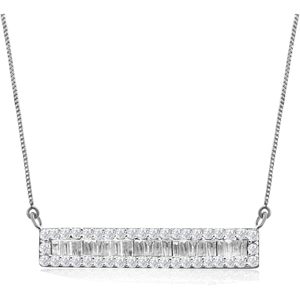 Collier pendentif barre de diamants Jewelspaark 1,00 carat total, taille ronde baguette, plaqué rhodium, argent sterling 925, pour femme, usage quotidien - Product Image 1