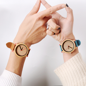 BOBO UCCELLO Coppia Orologio In Legno Su Misura Logo di Legno Orologio Da Polso Cinturino In Pelle per Gli Amanti - Product Image 5