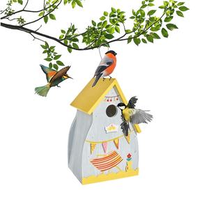 Mangeoire d'extérieur en bois suspendu pour les oiseaux, abri pour oiseau, fausses carillons, perruches, oiseaux bleu - Product Image 1