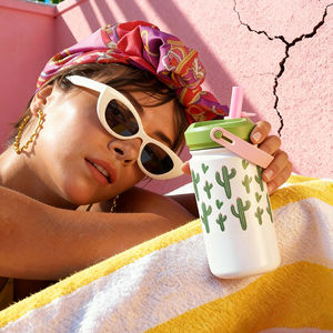 Botella de Agua Infantil de Acero Inoxidable con Aislamiento <span class=keywords><strong>al</strong></span> Vacío de Doble Pared de 14 oz, con Tapa de Paja Fácil de Abrir y Asa para Fácil Transporte - Product Image 6