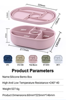 Vente en gros de boîte à lunch Bento en silicone anti-fuite de qualité alimentaire, écologique Boîte à lunch monocouche Récipient alimentaire avec 5 compartiments