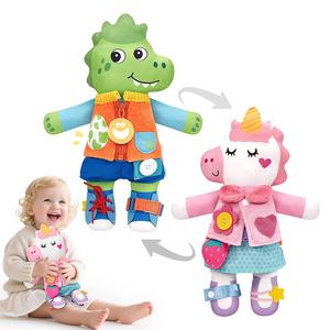 Poupée <span class=keywords><strong>Montessori</strong></span> en peluche 2-en-1 de haute qualité, réversible Licorne & Dinosaure, pour apprendre à se vêler, pour tout-petits et enfants - Product Image 1